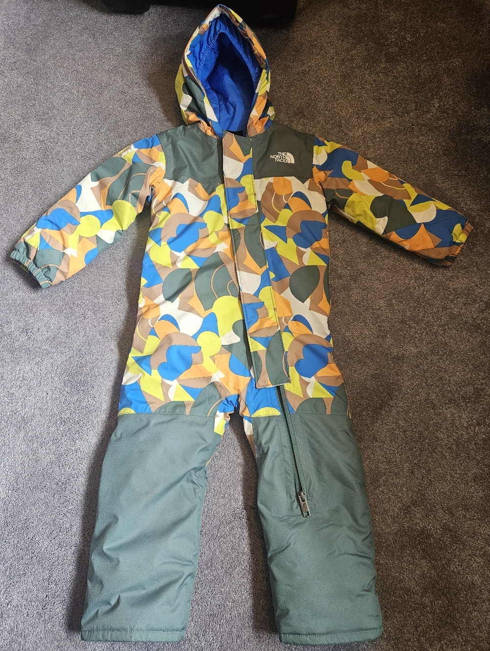 The North Face Multicolor Geometric Kids' One-Piece Snowsuit. Size 18-24 Months